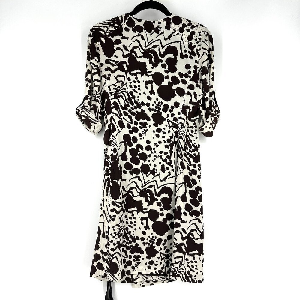 Tory‎ Burch Animal Print Silk Wrap Dress Brown/White Size 2 - Picture 6 of 11